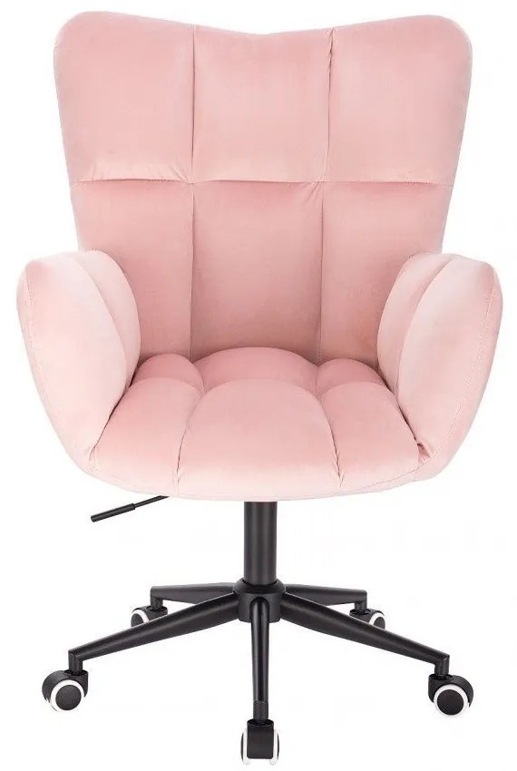 LuxuryForm DESIGN Kreslo AURORA VELUR na čiernej podstave s kolieskami - svetlo ružové