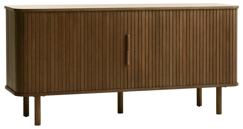 Hnedá nízka komoda v dekore duba s posuvnými dverami 76x160 cm Cavo – Unique Furniture