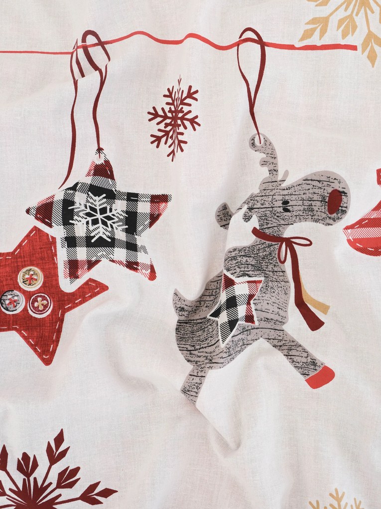 Vianočné francúzske bavlnené obliečky Renforcé - Sobíci červené