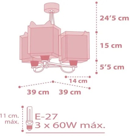 Dalber 64587 - Detský luster LITTLE FOX 3xE27/60W/230V