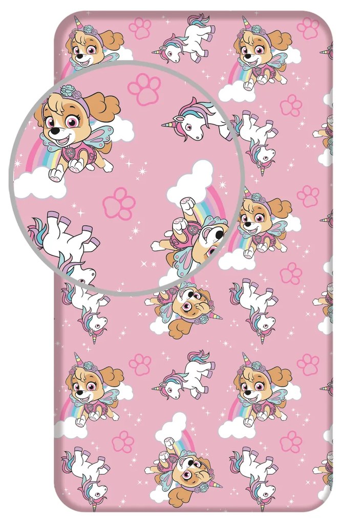 Prestieradlo Paw Patrol - ružové 90x200 cm