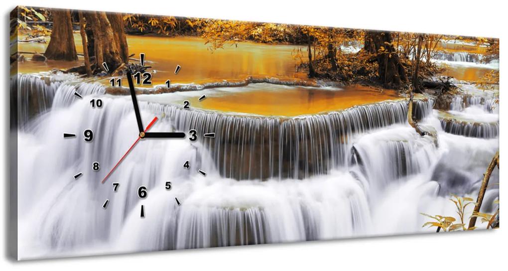 Gario Obraz s hodinami Vodopád Dong Pee Sua Orange v Thajsku Veľkosť: 60 x 40 cm