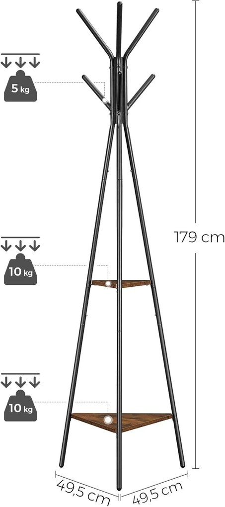 Predsieňový vešiak Vasagle Porta čierny/hnedý
