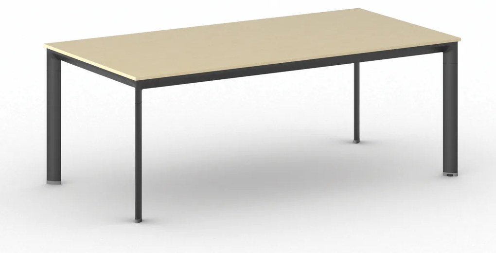 Rokovací kancelársky stôl PRIMO INVITATION, 200x100 cm, čierna podnož, breza