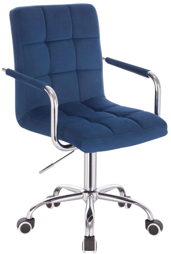 LuxuryForm DESIGN Stolička VERONA VELUR na striebornej podstave s kolieskami - modrá