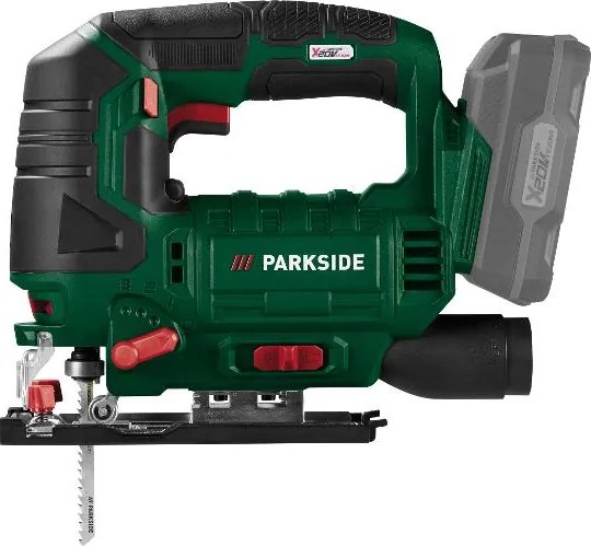 Parkside®  Aku priamočiara píla 20 V Pstda 20-Li C3 + Akumulátor 20 V/4 Ah + Rýchlonabíjačka 20 V/4,5 A  (800012335)