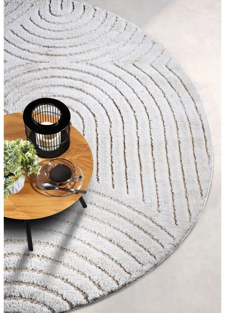 Biely okrúhly koberec ø 200 cm Panglao New York White – Elle Decoration