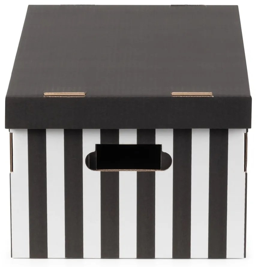 Súprava 2 čiernych úložných škatúľ Compactor Stripes