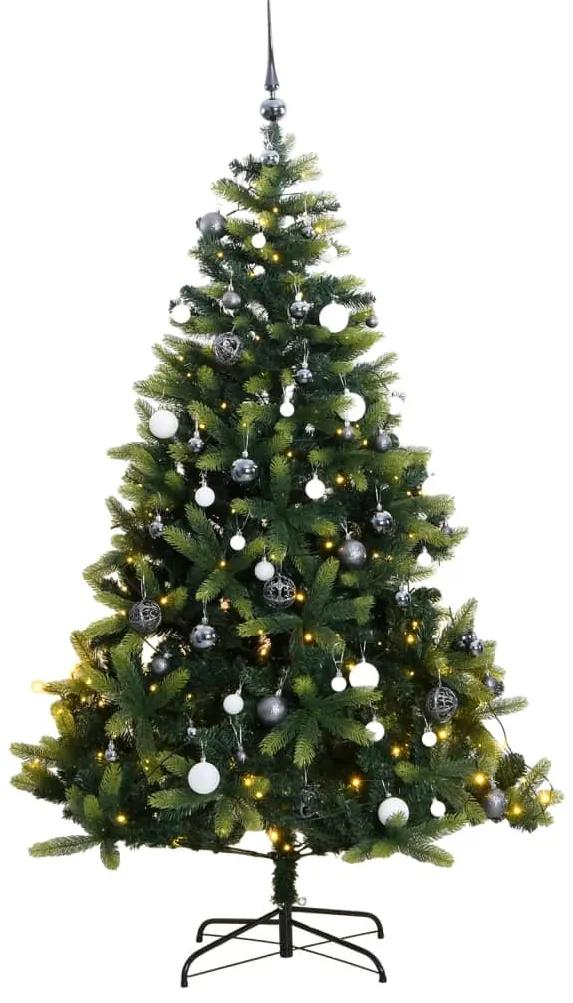 Umelý výklopný vianočný stromček 300 LED a sada gúľ 210 cm 3210435