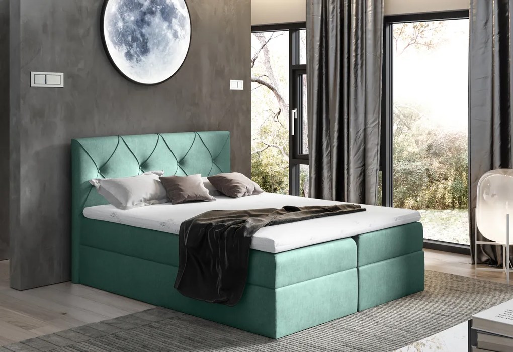 Čalúnená posteľ boxspring DIAMOND + topper, 160x200, fancy 90