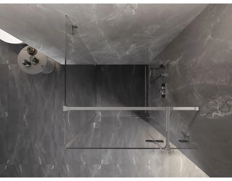 Mexen Lunar T, výklopný sprchový kút pravý 120 x 120 cm, 8mm číre sklo, chrómový profil, 834T-120-120-01-00-P
