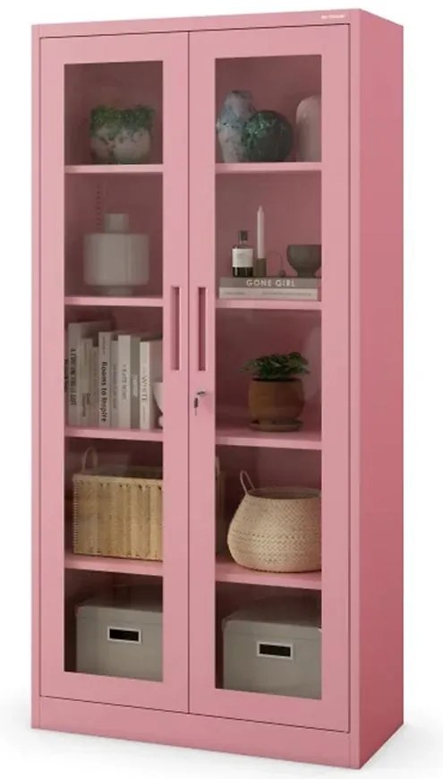Kovový kancelársky regál Amelia pastelovoružová