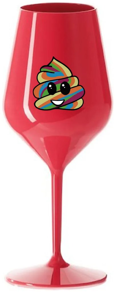 DUHOVÉ VESELÉ EE - červený nerozbitný pohár na víno 470 ml