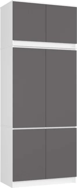 Skriňa s nadstavcom S 90 cm biela / sivá