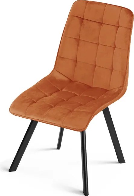 Set štyroch jedálenských stoličiek CIEZA zamatové, medené / čierne nohy (4 ks)