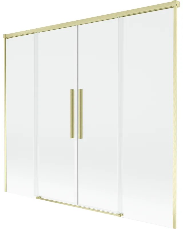 Mexen Rox, 2-krídlová posuvná vaňová zástena 180 x 150 cm, 8mm číre sklo, zlatý matný profil, 8C9-180-002-55-00
