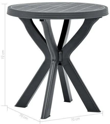 vidaXL Bistro stolík antracitový Ø70 cm plastový-