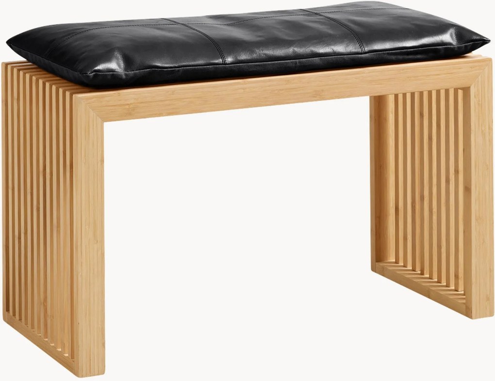 Lavica z mahagónového dreva's koženou poduškou Rib