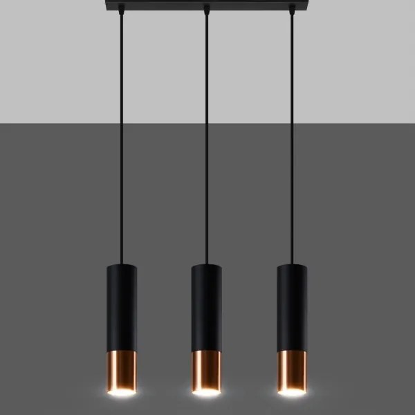 Sollux SL.0948 - Luster na lanku LOOPEZ 3xGU10/10W/230V čierna/meď