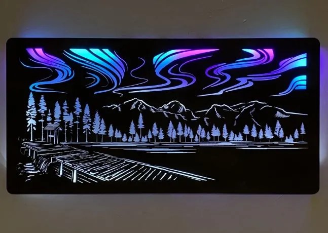 Led obraz Polárna žiara RGBW na batériu