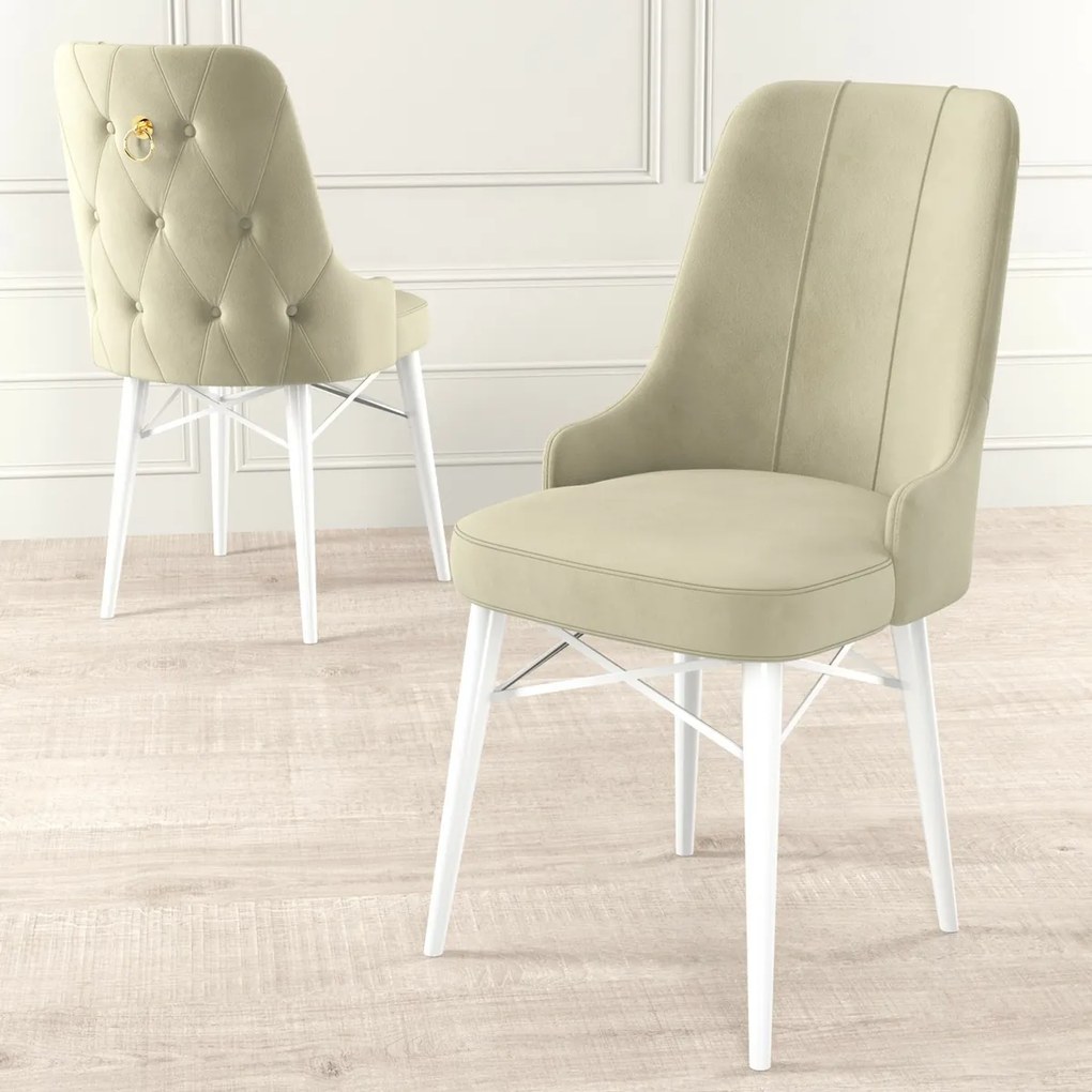 Sada jedálenských stoličiek Pare Cream and White,6 ks
