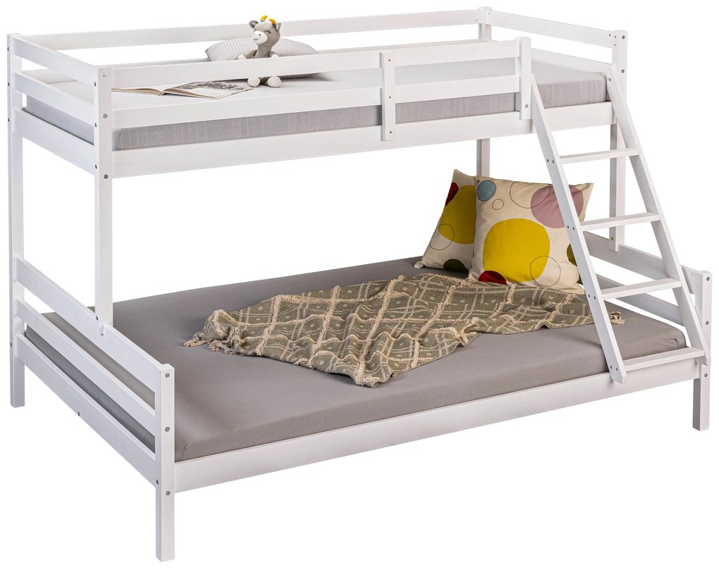 Inter Link Detská poschodová posteľ Small Cloud/Sleepy Cloud, biely lak (poschodová posteľ, dvojitá, 90 x 200 cm + 140 x 200 cm)  (100374709)