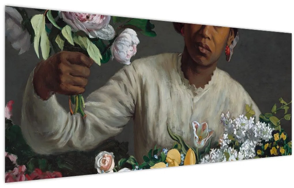 Obraz - Frédéric Bazille, Young Woman with Peonies, reprodukcia (120x50 cm)