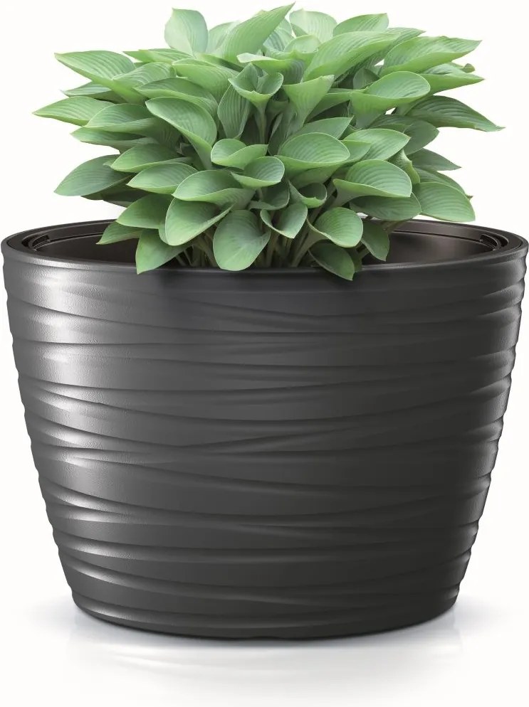 Oválny kvetináč s vložkou Maxe antracit 58,5cm