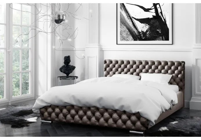 Čalúnená posteľ Farida s úložným priestorom hnedá 180 x 200