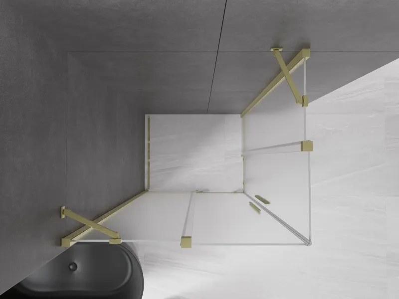 Mexen Velar Duo, sprchový kút s posuvnými dverami 100 x 90 cm, 8mm sklo námraza, zlatá matná, 871-100-090-32-55