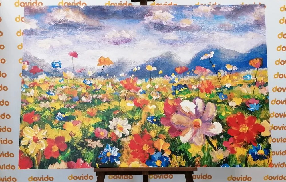 Obraz olejomaľba divoké kvety - 90x60