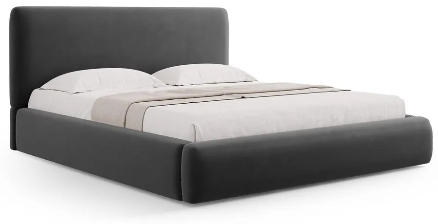Tmavosivá čalúnená dvojlôžková posteľ s úložným priestorom s roštom 160x200 cm Colonel – Cosmopolitan Design