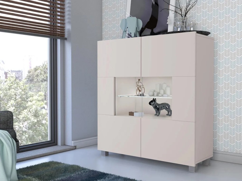 Komoda Bralani BR01, Farby: orech warmia, Osvetlenie: osvetlenie LED biele