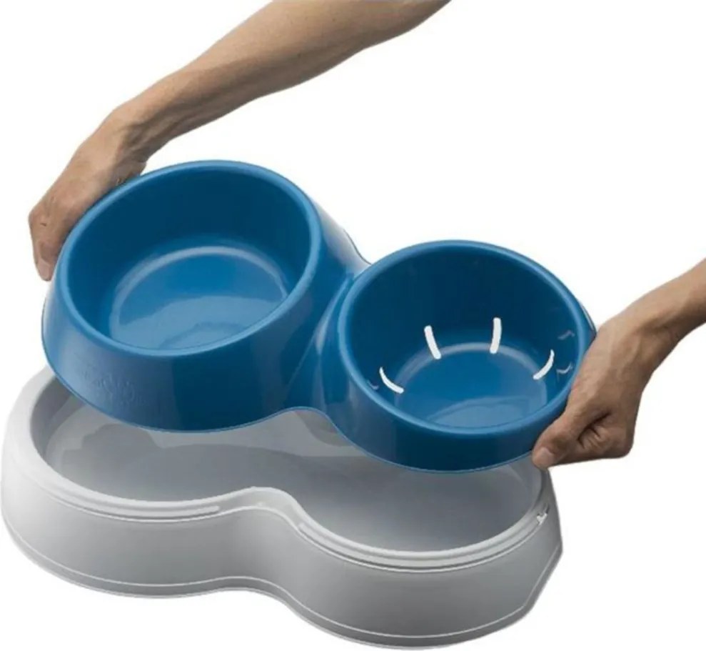 BAMA Veľká dvojitá miska pre psov, CIOTOLOTTO, modro-biela