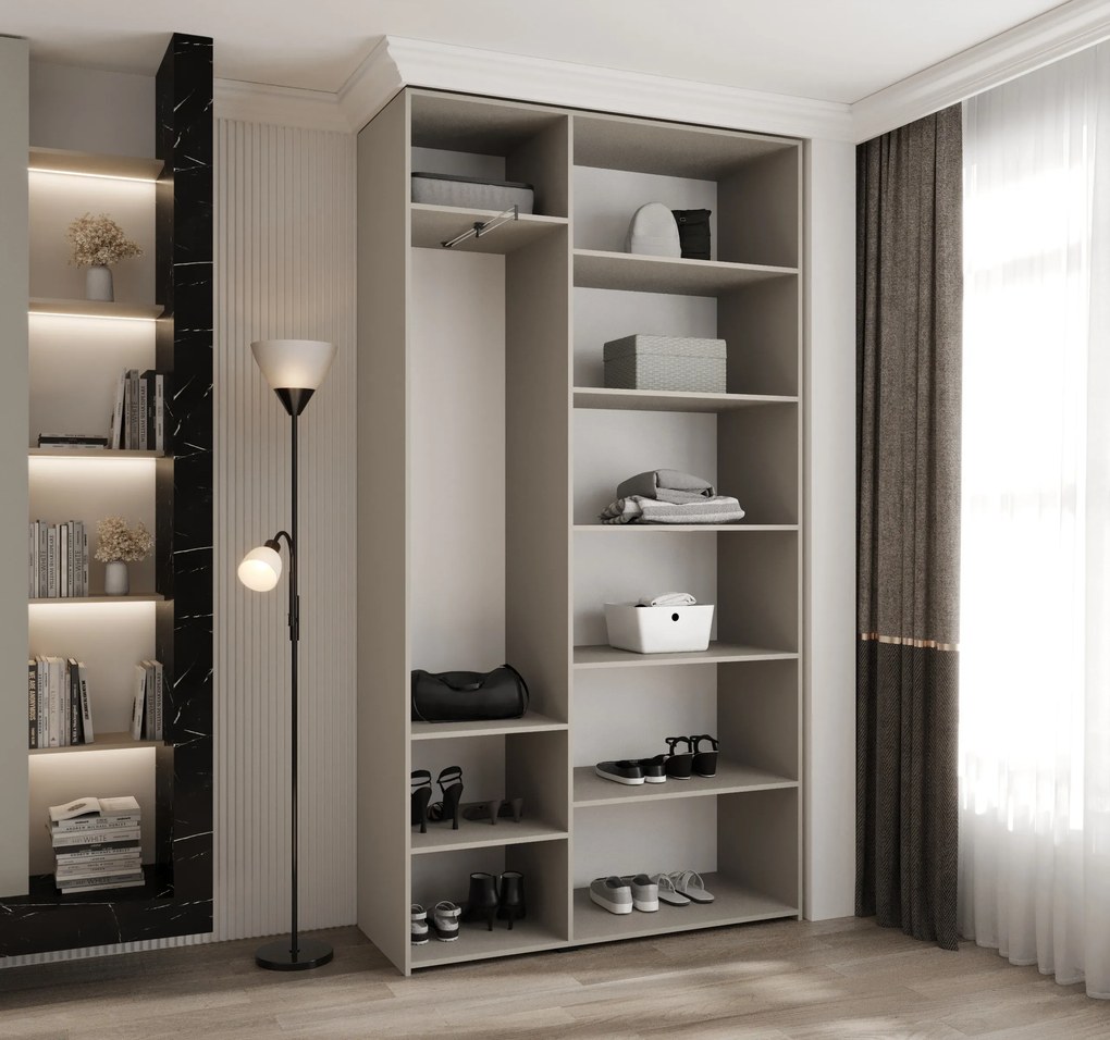 Šatníková skriňa 130 cm Carmela 40-3 (kašmír + čierna). Akcia -20%. Vlastná spoľahlivá doprava až k Vám domov. 1126603