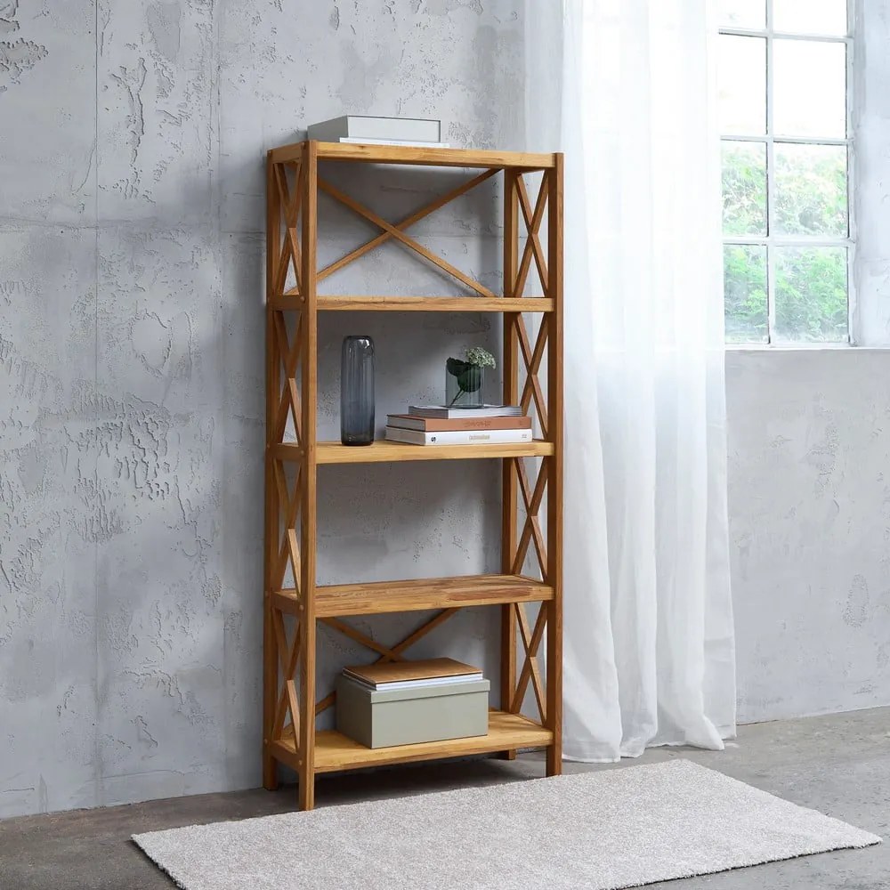 Regál z dubového dreva v prírodnej farbe 70x161 cm X-Shelf – Unique Furniture