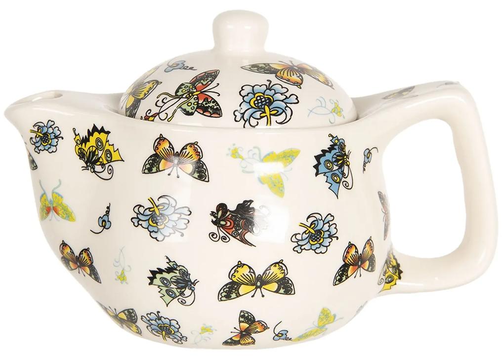 Konvička na čaj s farebnými motýlikmi - Ø 16*11 cm / 0,4L
