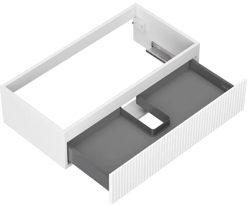 Mexen Rivel, kúpeľňová skrinka 90 cm, 1 zásuvka, drážkovaná, biela matná, 91A20-09023-1-BF01