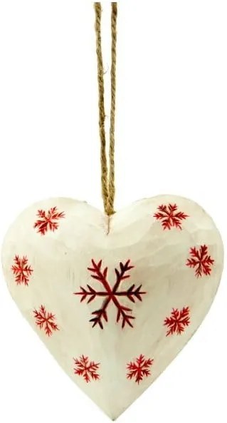 Závesná dekorácia Antic Line Heart with snowflake in white