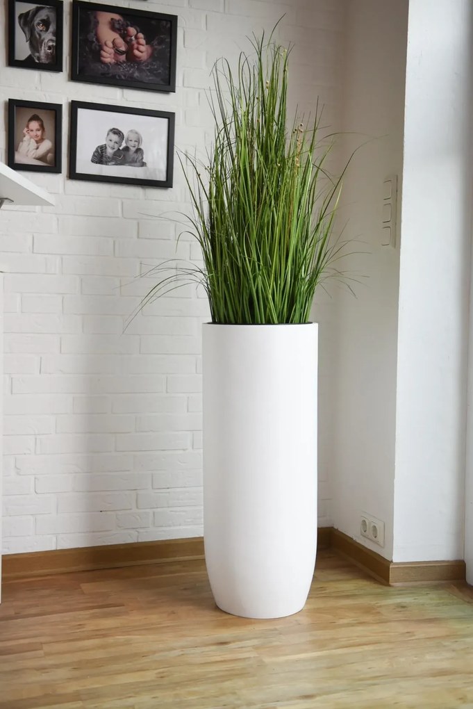 Kvetináč SOLERIO, výška 80 cm, sklolaminát, biely