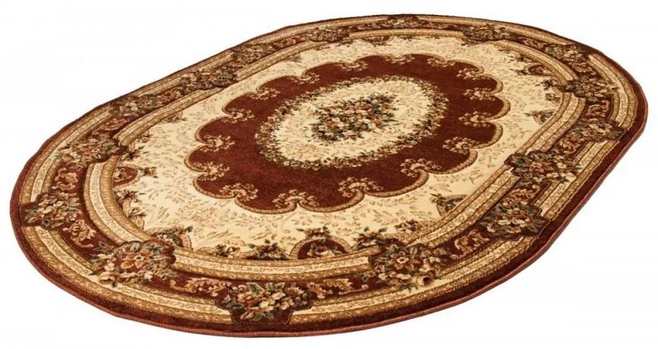 Kusový koberec klasický vzor hnedý ovál 70x140cm