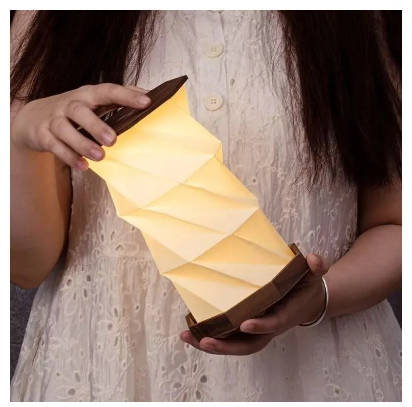 Tmavo prírodná svetelná dekorácia na USB ø 12 cm Twist Hexagon – Gingko