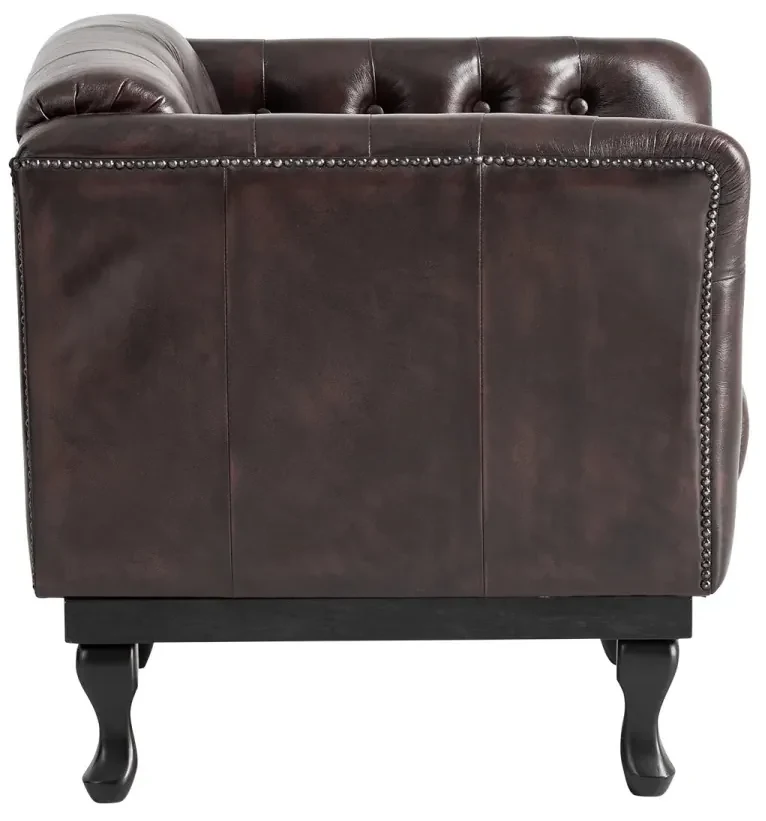 furniture-nabytek.cz - Masívne kreslo Chesterfield Dover z pravej kože, hnedé