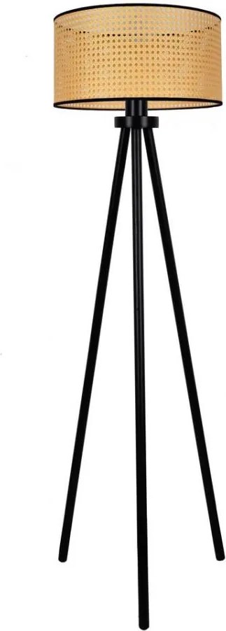 Duolla - Stojacia lampa ROLLER 1xE27/15W/230V pr. 45 cm ratan/čierna
