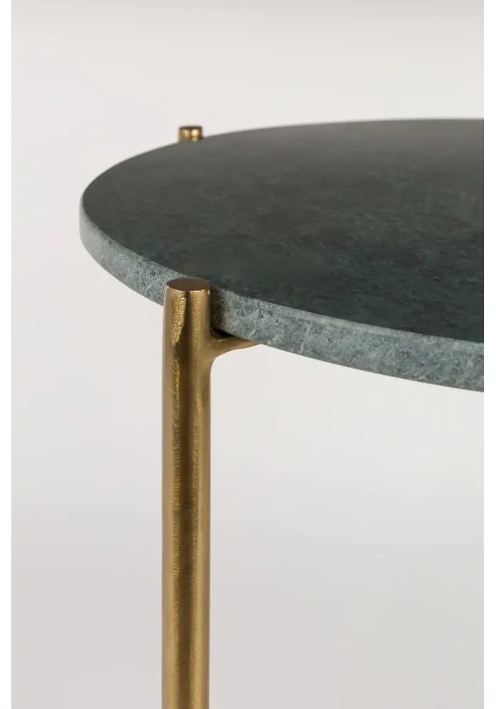 Zelený odkladací stolík s mramorovou doskou White Label Timpa