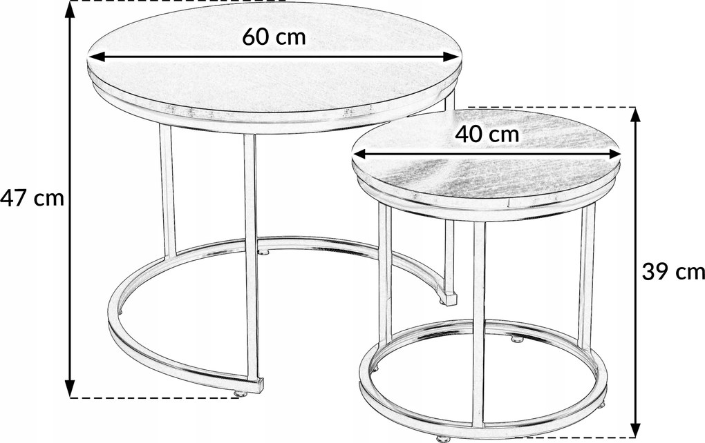 Dekorstudio Set 2ks čiernych kávových stolíkov LOFT DUO 60/40cm