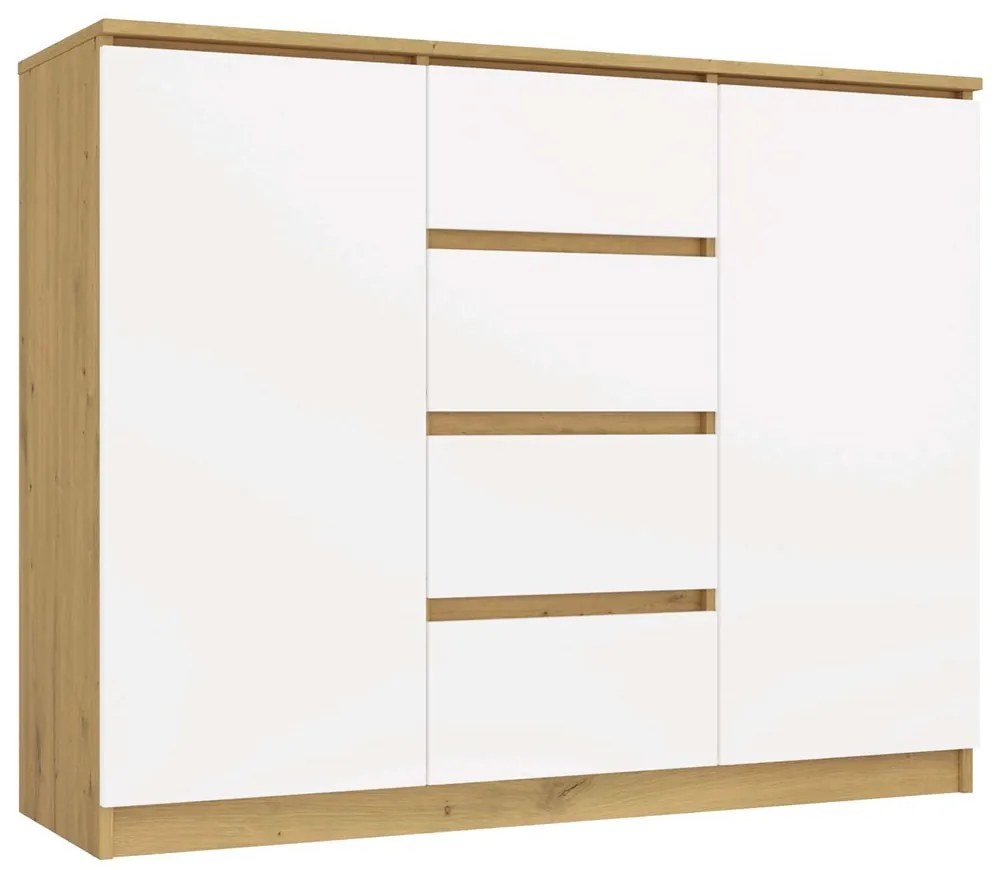 Komoda Malwa 2D4S 120 cm dub artisan/biela