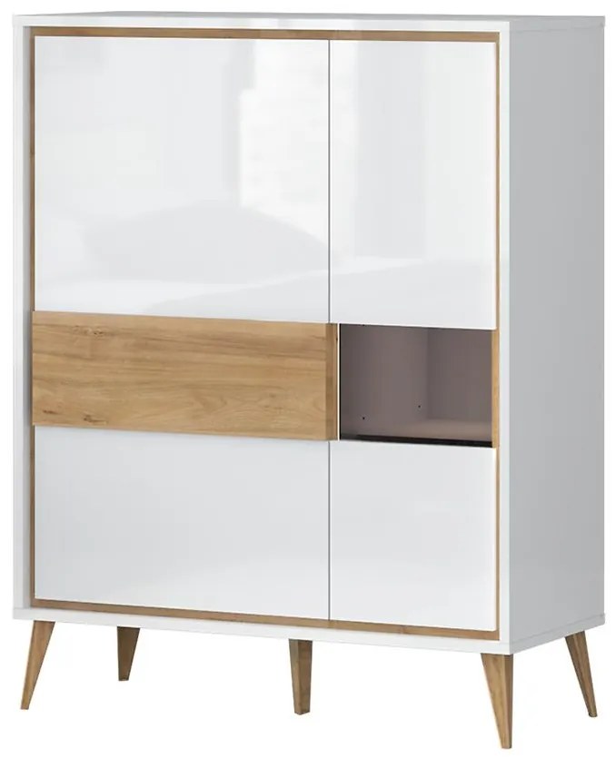Vitrína Vida-K2S lakované pacific walnut/crystal white
