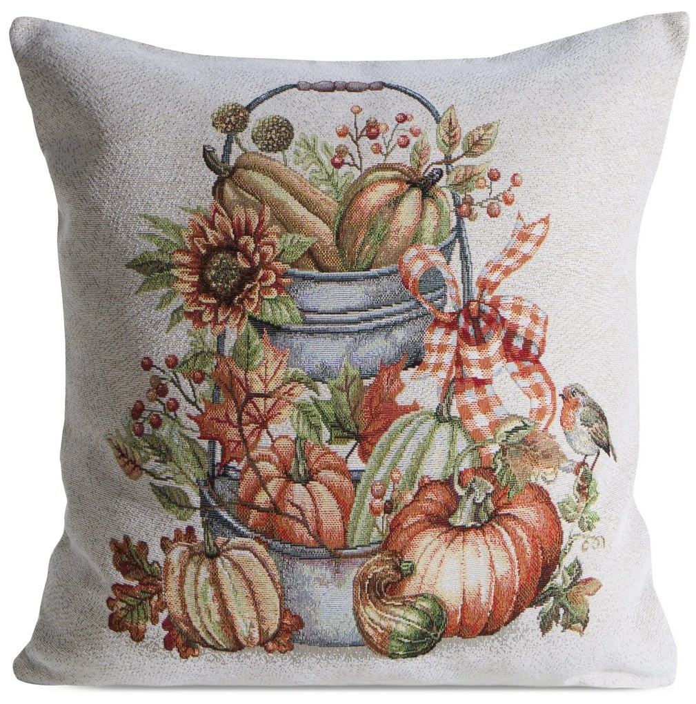 GOBELÍNOVÁ DEKORAČNÁ OBLIEČKA NA VANKÚŠ PUMPKIN2 45X45 CM VZOROVANÁ