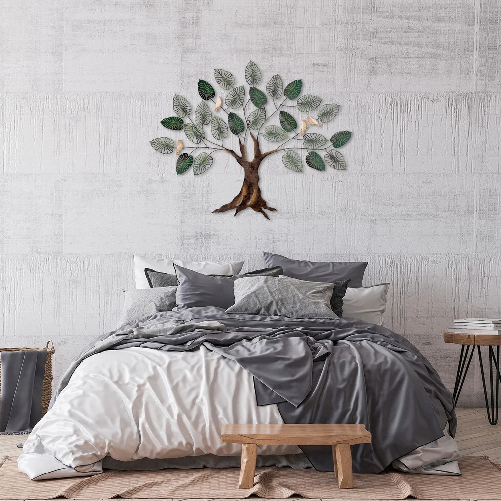 Nástenná kovová dekorácia Alder hnedá/zelená